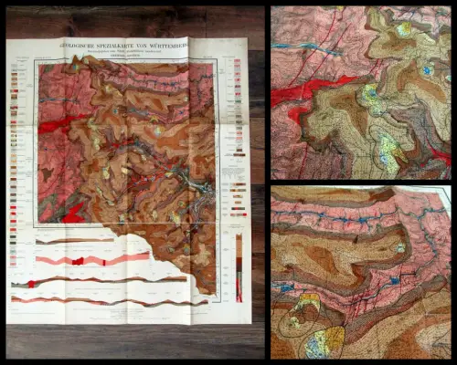 Geologische Spezialkarte von Württemberg 2.Auflage 1934 Maßstab von 1:25 000