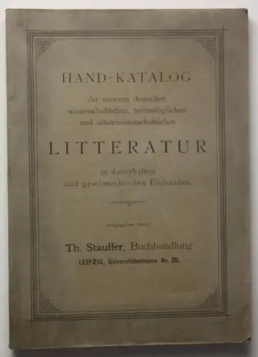 Hand-Katalog der neueren deutschen Literatur 1904 Bücherkatalog Register sf