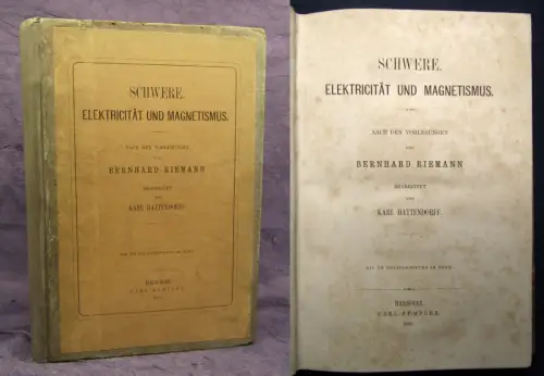 Riemann, Bernhard Schwere, Electricität und Magnetismus EA 1876 Wissen js