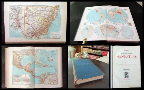 Scobel Andrees Allgemeiner Handatlas 1910 Jubiläums-Ausg. 139 Haupt-u.161 Karten