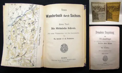 Neues Wanderbuch durch Sachsen Teil 1+2 komplett Sächs.Schweiz und Dresden 1879