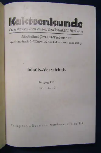 Kakteenkunde Jahrgang 1935 Heft 1- 12 Natur Wissen  Botanik Pflanzenkunde js