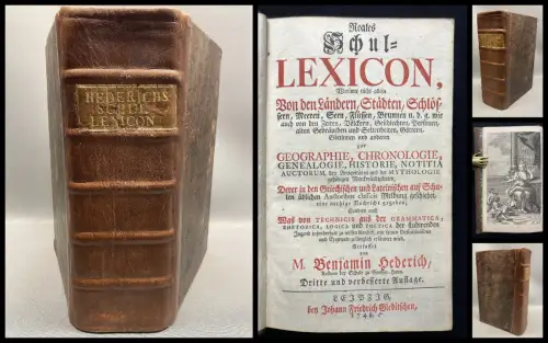 Hederich Reales Schul- Lexicon von Göttern, Geographie, Seen, Mythologie 1748