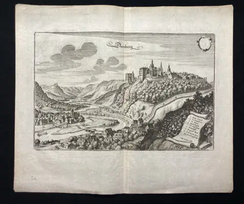 Merian, Mattheus Kupferstich von Dornberg(Thüringen) um 1650 gefalt. 20x31cm