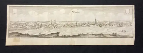 Merian Kupferstichkarte von Naumburg in Sachsen- Anhalt um 1650 16x52cm