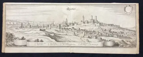 Merian Kupferstichkarte von Querfurt in Sachsen- Anhalt 1650 14x39cm Geographie