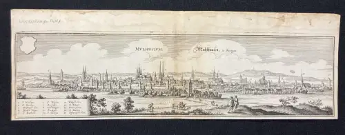 Merian, Mattheus( 1593- 1650) Kupferstichkarte von Mühlhausen(Thüringen)12x38cm