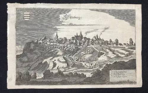 Merian, Mattheus( 1593- 1650) Kupferstich von Eisenberg in Thüringen 1650 22x35