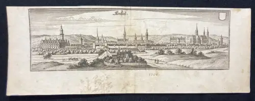 Merian, Mattheus Kupferstichkarte von Arnstadt in Thüringen um 1650 14x39cm