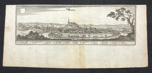 Merian, Mattheus( 1593- 1650) Kupferstichkarte von Weida in Thüringen 1650 17x39
