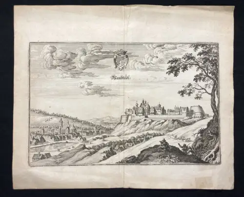 Merian Kupferstichkarte von Mansfeldt/ Mansfeld in Sachsen- Anhalt 1650 31x37cm