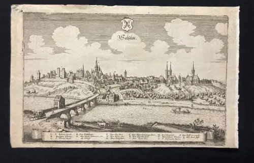 Merian Kupferstichkarte von Salfeldt/ Saalfeld in Thüringen um 1650 22x35cm