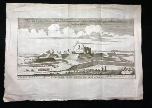 Kupferstich Thüringen- Das Kurftl. Sächs. Schloß und Festung Heldrungen um 1690