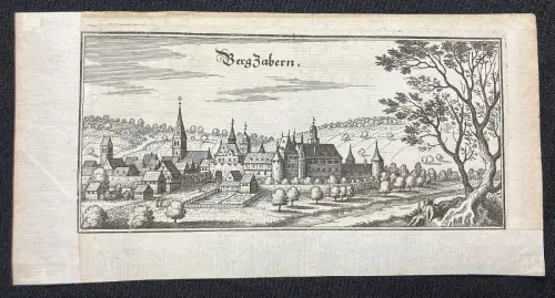 Merian Kupferstichkarte von Bergzabern in Rheinland- Pfalz um 1650 10x21,5cm