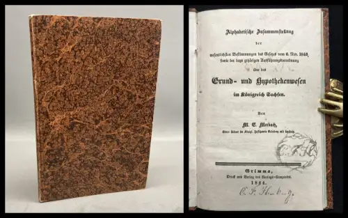 Ausführungsverordnung über das Grund- und Hypothekenwesen im Königr.Sachsen 1844