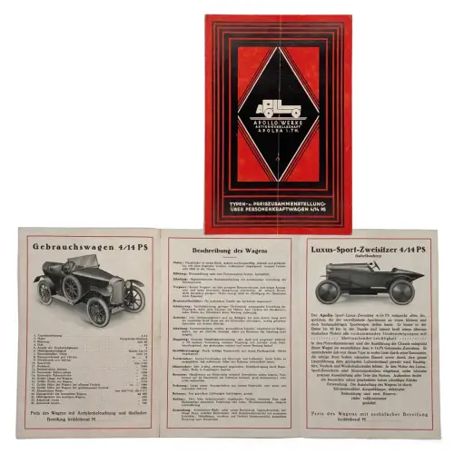 Typen- u- Preiszusammenstellung über Personenkraftwagen 4/14 PS o.J. ( 1922)