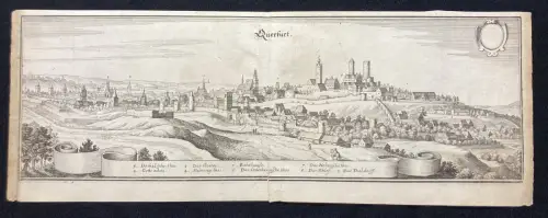 Merian Kupferstichkarte von Querfurt in Sachsen- Anhalt 1650 14x39cm Geographie