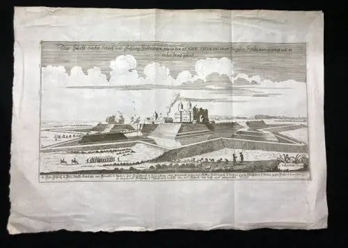 Kupferstich Thüringen- Das Kurftl. Sächs. Schloß und Festung Heldrungen um 1690