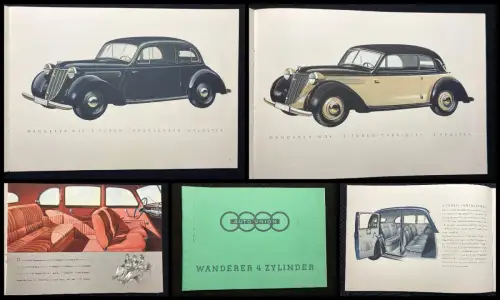 Auto Union Or. Werbeprospekt Auto Union Wanderer 4 Zylinder, W 24 um 1938