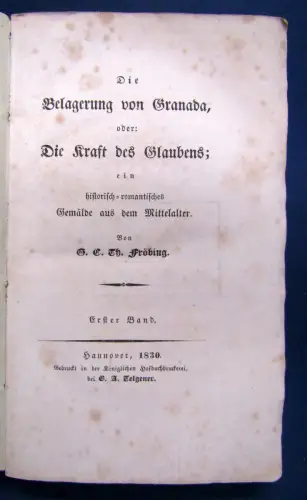 Fröbing Die Belagerung von Granada 1. Band apart 1830 Geschichte Spanien sf