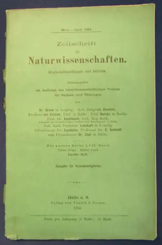 Zeitschrift Naturwissenschaften Zellphysiologie 1884 2.Heft 4.Folge 3.Band js