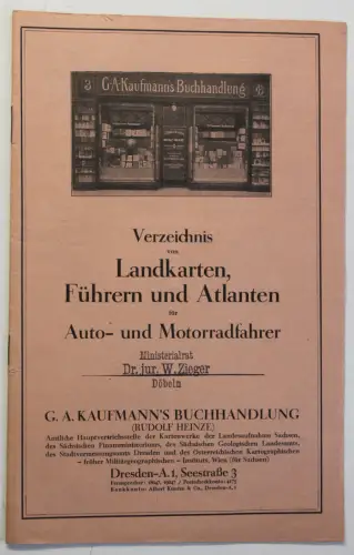 Orig. Prospekt Verzeichnis von Landkarten uw. für Auto-& Motorräder um 1960 sf
