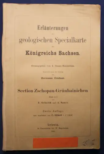 Orig.Karte Section Zschopau-Grünhainichen mit Erläuterungen 1905 Saxonica sf