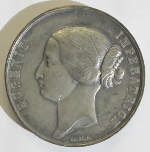 Medaille Eugenie de Imperatrice Palais de L'inaustrie 1855 Frankreich Zinn sf