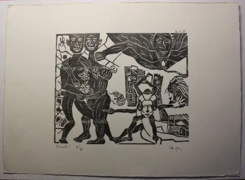 "Erbsünde" 1968 Holzschnitt Linolschnitt Grafik Kunst Druck Original Nr. 21 sf