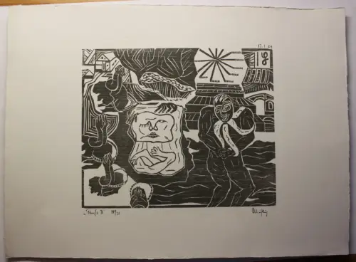 "Taufe II" 1969 Holzschnitt Linolschnitt Grafik Kunst Druck Original Nr. 18 sf