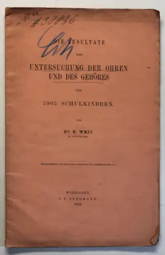 Orig. Prospekt Resultate Untersuchung der Ohren & des Gehöres 1882 Medizin sf
