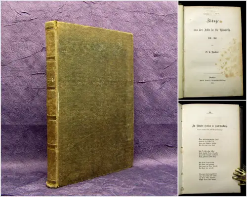 Heubner Klänge aus der Zelle in die Heimat 1859 Belletristik Lyrik Literatur mb
