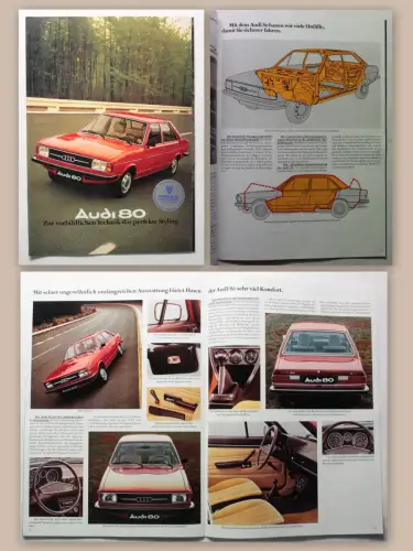 Original Werbeprospekt Broschüre Audi 80 1976 Oldtimer Automobil Mittelklasse xz