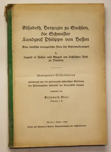Werl Elisabeth, Herzogin zu Sachsen, Schwester Landgraf von Hessen 1938 rar sf