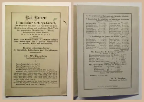 Original Prospekt Bad Reinerz Kurort Glatz Schlesien um 1880 Duszniki-Zdrój xz