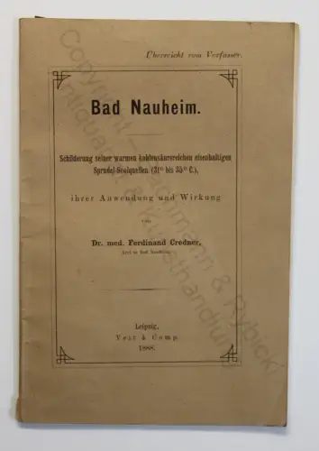 Credner Bad Nauheim Sprudel-Soolquellen Anwendung & Wirkung 1888 Hessen Kurstadt