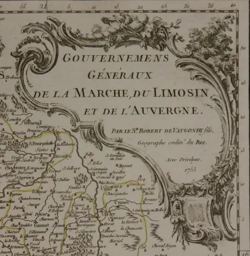 Orig. grenzkol. Kupferstichkarte "Gouvernemens Generaux de la Marche" 1753 sf