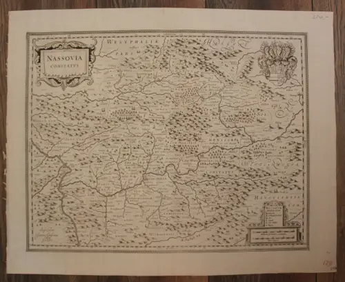 Kupferstichkarte Jansson "Nassovia Comitatus" um 1650 Rheinland Geografie sf