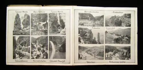 Leporello Album der Sächs.-Böhm. Schweiz mit 36 Ansichten um 1920 Landskunde mb