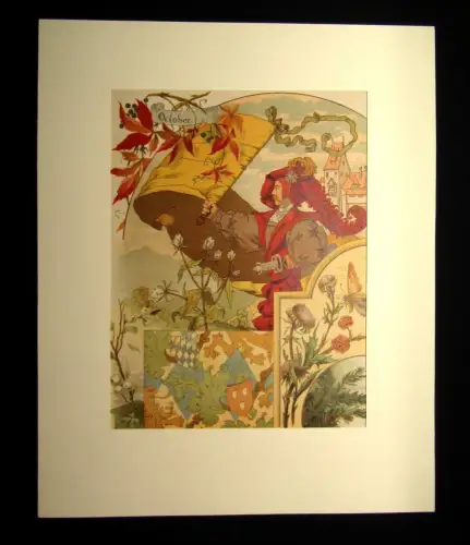 Mittelalter Burgen Adel um 1893 Chromolithographie/ Lithographie 38x 28,5 cm
