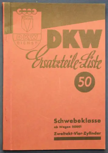 Original Prospekt für DKW Ersatzteile - Liste 50 Schwebeklasse 50001 1935 sf
