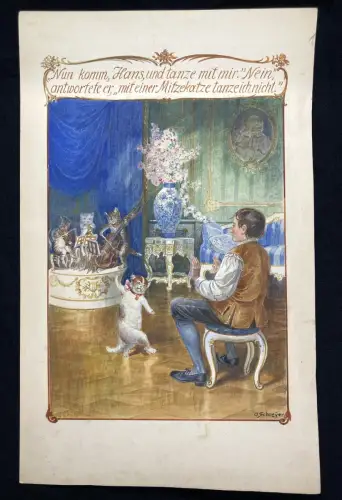 Schreyer, Oskar Der arme Müllersbursch und das Kätzchen No.2 Aquarell Märchen