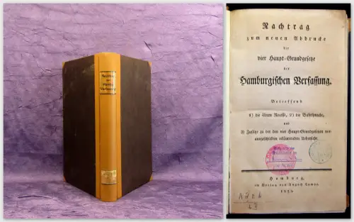 Nachtrag Abdrucke der vier Haupt-Grundgesetze Hamburgische Verfassung 1825 mb
