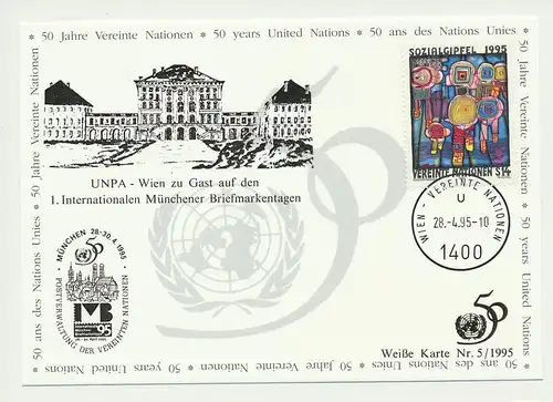 Weiße Karte Nr. 5 / 1995 - Sozialgipfel 1995 - Hundertwasser - Vereinte Nationen