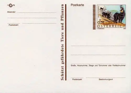 2002 - P 554 - Ganzsache - Postkarte - Inlandskarte in €-Währung mit WSt. Gemsen