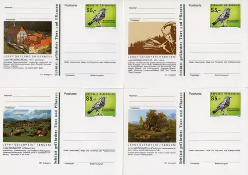 1992 - P 517 - 197. Auflage - BILDPOSTKARTE mit WSt. Blaukehlchen - ganze Serie!