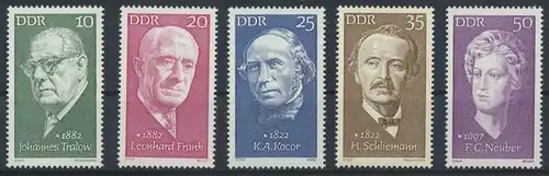 1972 - DDR - MI 1731-1735 - Berühmte Persönlichkeiten (VII) - Postfrisch** / MNH