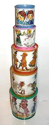 Valley HOLLY HOBBIE Pile-Ups Tin Stacking Toy Blechspielzeug Sarah Kay  1976 K28