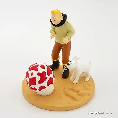 TIM und  STRUPPI  mit Pilz  Kunstharz  Figur  Tintin ca. 13 cm  NEU  ( L )