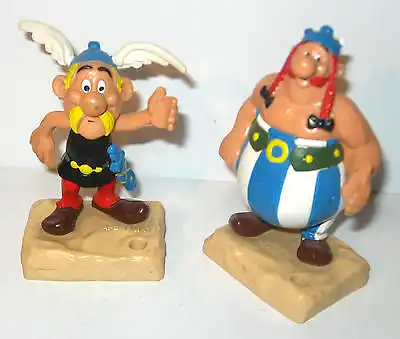 ASTERIX & OBELIX 2 Gummifiguren Figuren auf Sockel HEIMOG 1982 - #10 (K37)